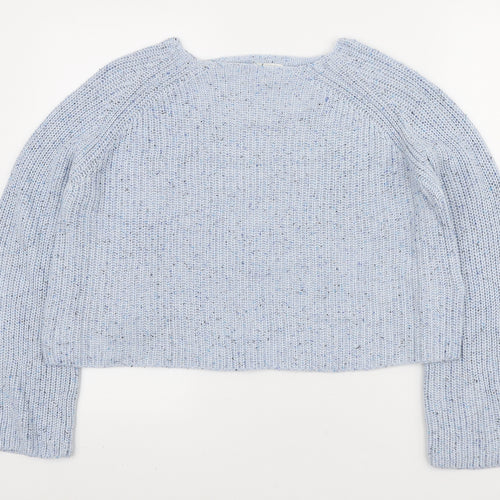 H&M Womens Blue Boat Neck Acrylic Pullover Jumper Size M
