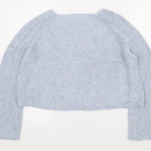 H&M Womens Blue Boat Neck Acrylic Pullover Jumper Size M