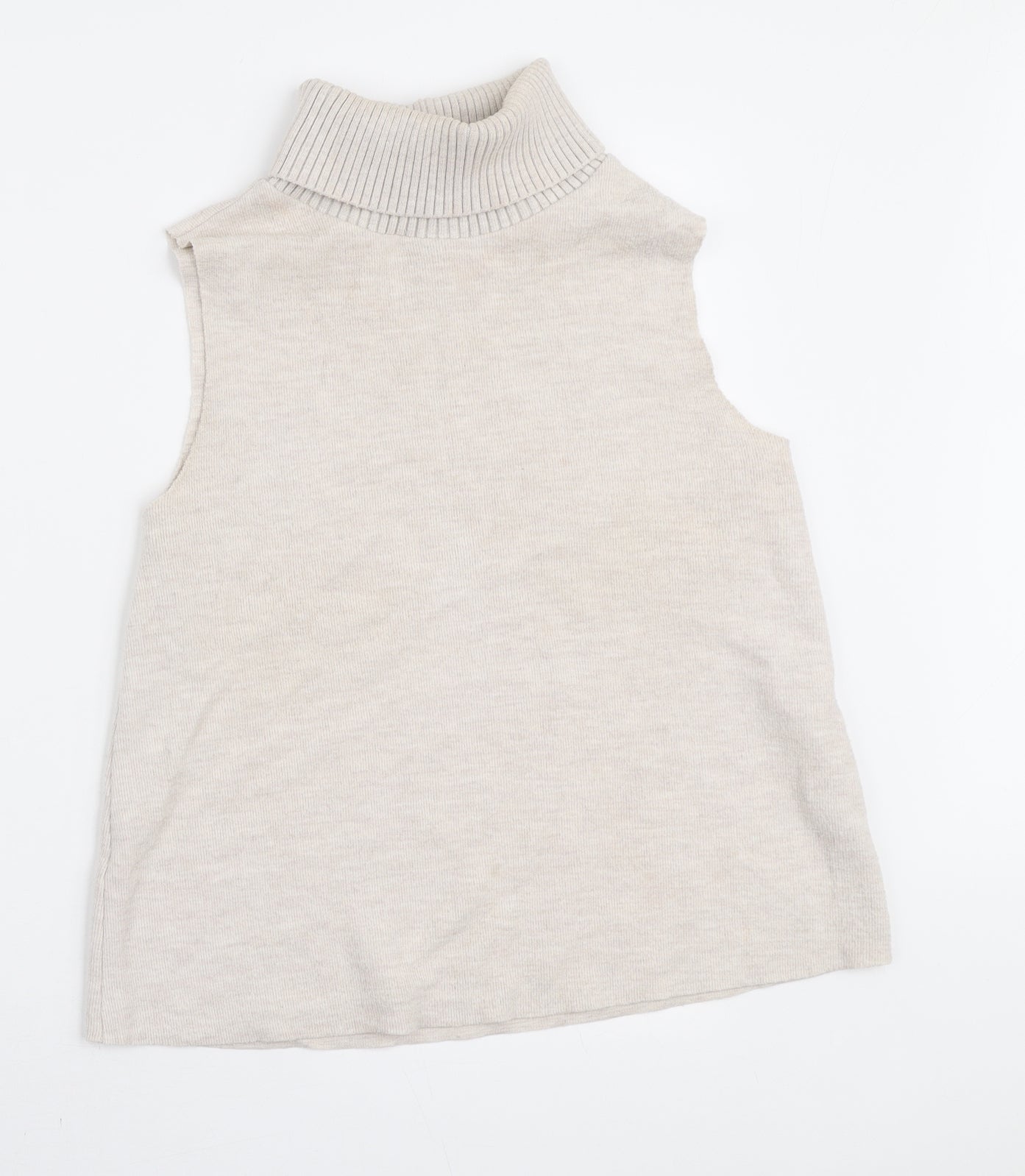 Zara Womens Ivory Roll Neck Cotton Pullover Jumper Size S