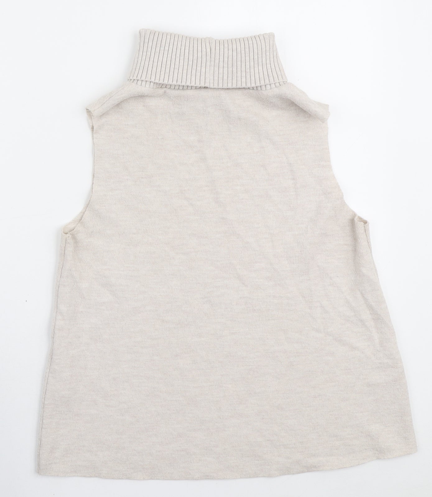 Zara Womens Ivory Roll Neck Cotton Pullover Jumper Size S
