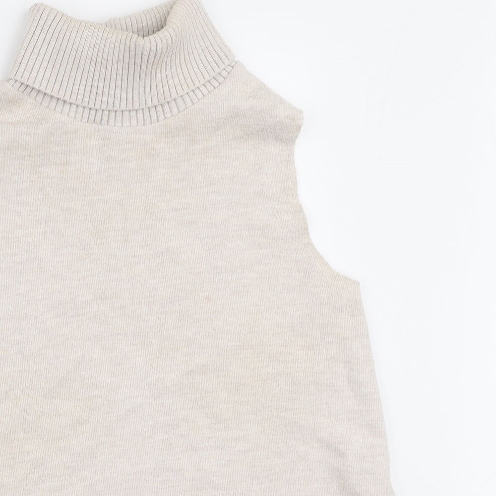 Zara Womens Ivory Roll Neck Cotton Pullover Jumper Size S