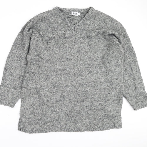 Pilot Mens Grey V-Neck Acrylic Pullover Jumper Size M