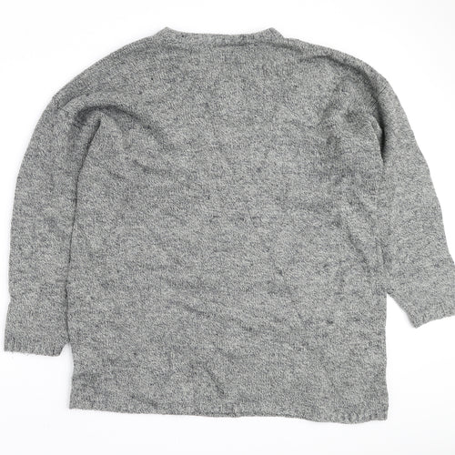 Pilot Mens Grey V-Neck Acrylic Pullover Jumper Size M