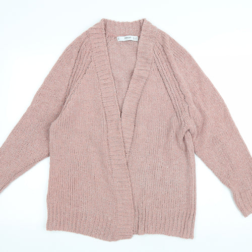 Mango Womens Pink V-Neck Polyamide Cardigan Jumper Size S