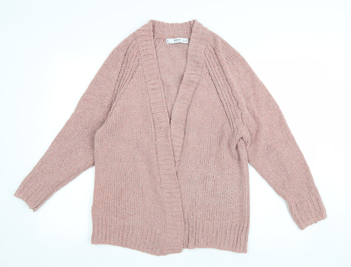 Mango Womens Pink V-Neck Polyamide Cardigan Jumper Size S