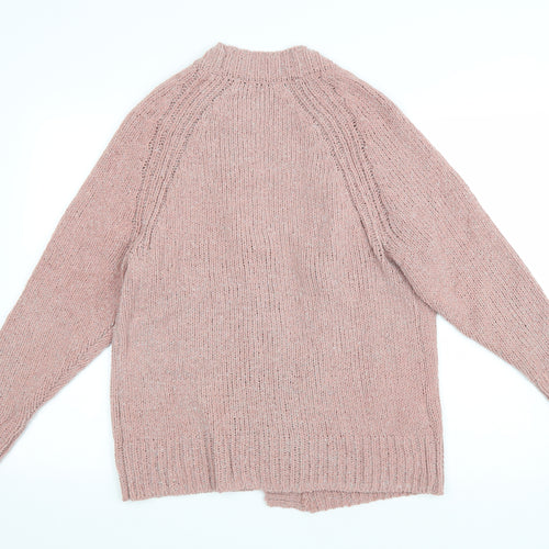 Mango Womens Pink V-Neck Polyamide Cardigan Jumper Size S