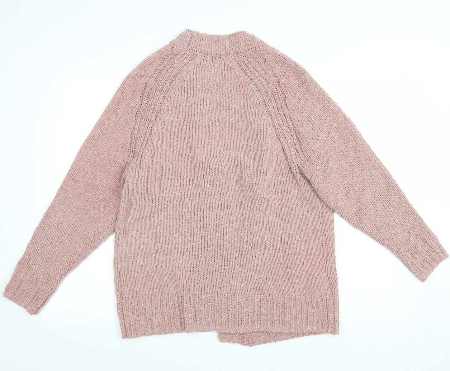 Mango Womens Pink V-Neck Polyamide Cardigan Jumper Size S