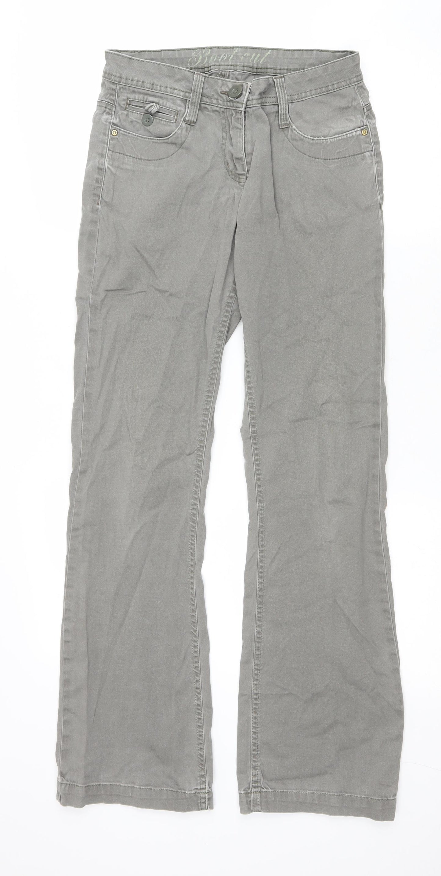 George Womens Grey Cotton Bootcut Jeans Size 8 L31 in Regular Zip