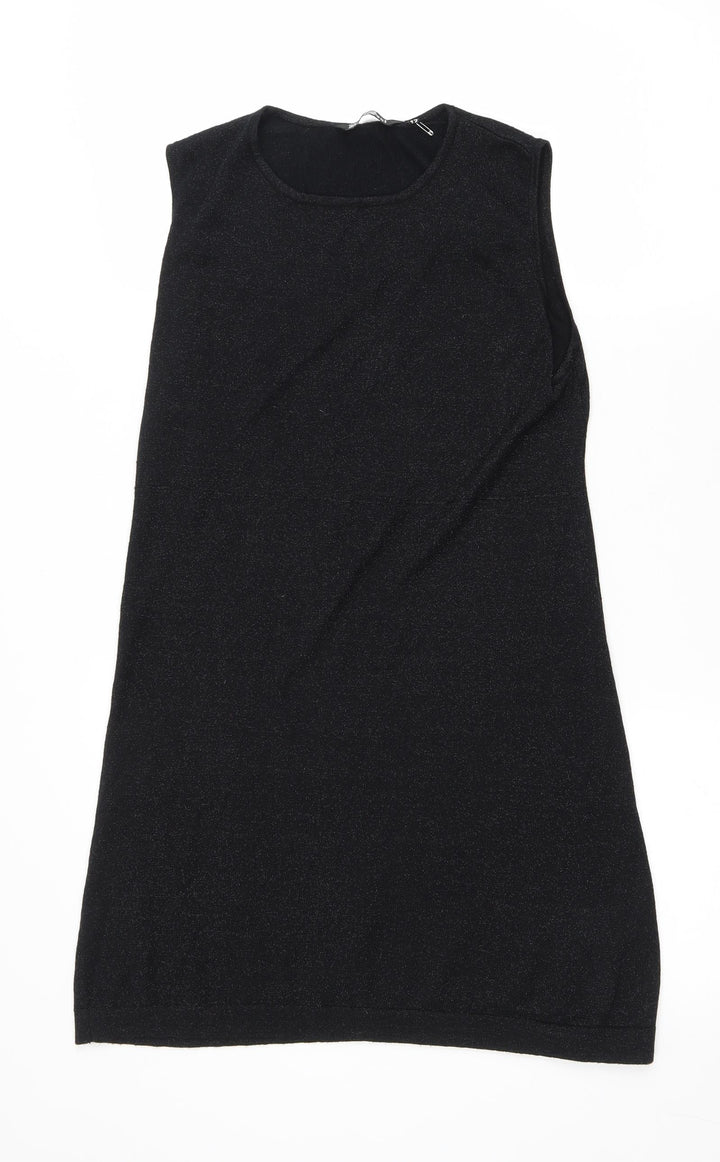 Brave Soul Womens Black Viscose Shift Size M Scoop Neck Pullover