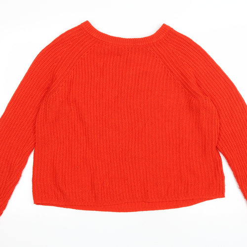 George Womens Red Round Neck Acrylic Pullover Jumper Size 12