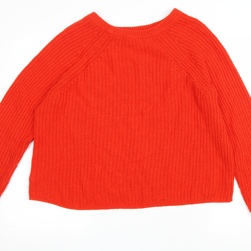 George Womens Red Round Neck Acrylic Pullover Jumper Size 12