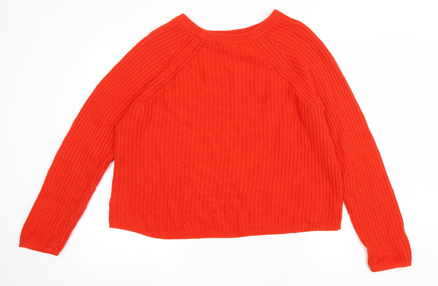 George Womens Red Round Neck Acrylic Pullover Jumper Size 12