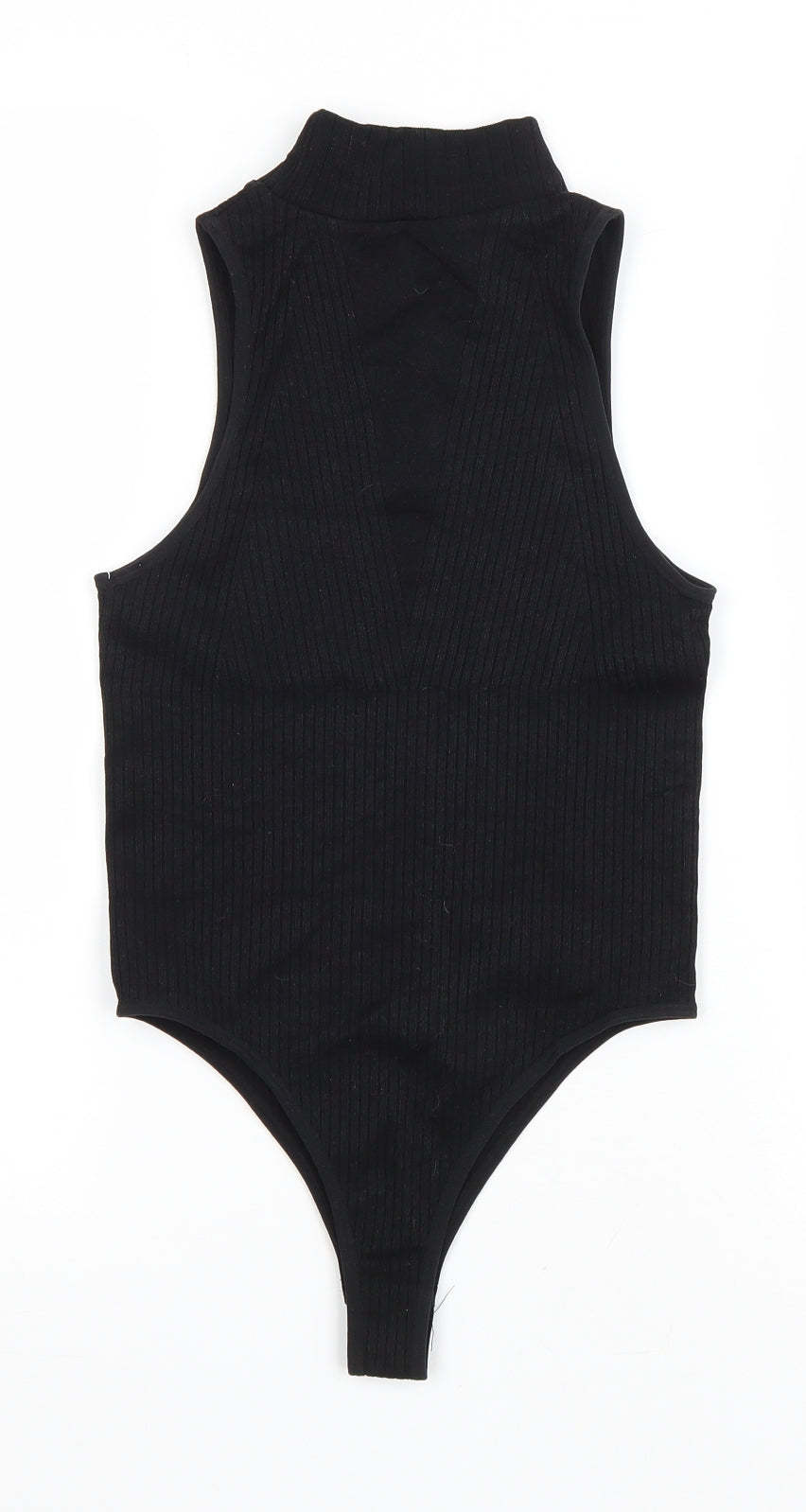 Bershka Womens Black Polyamide Bodysuit One-Piece Size XS Snap