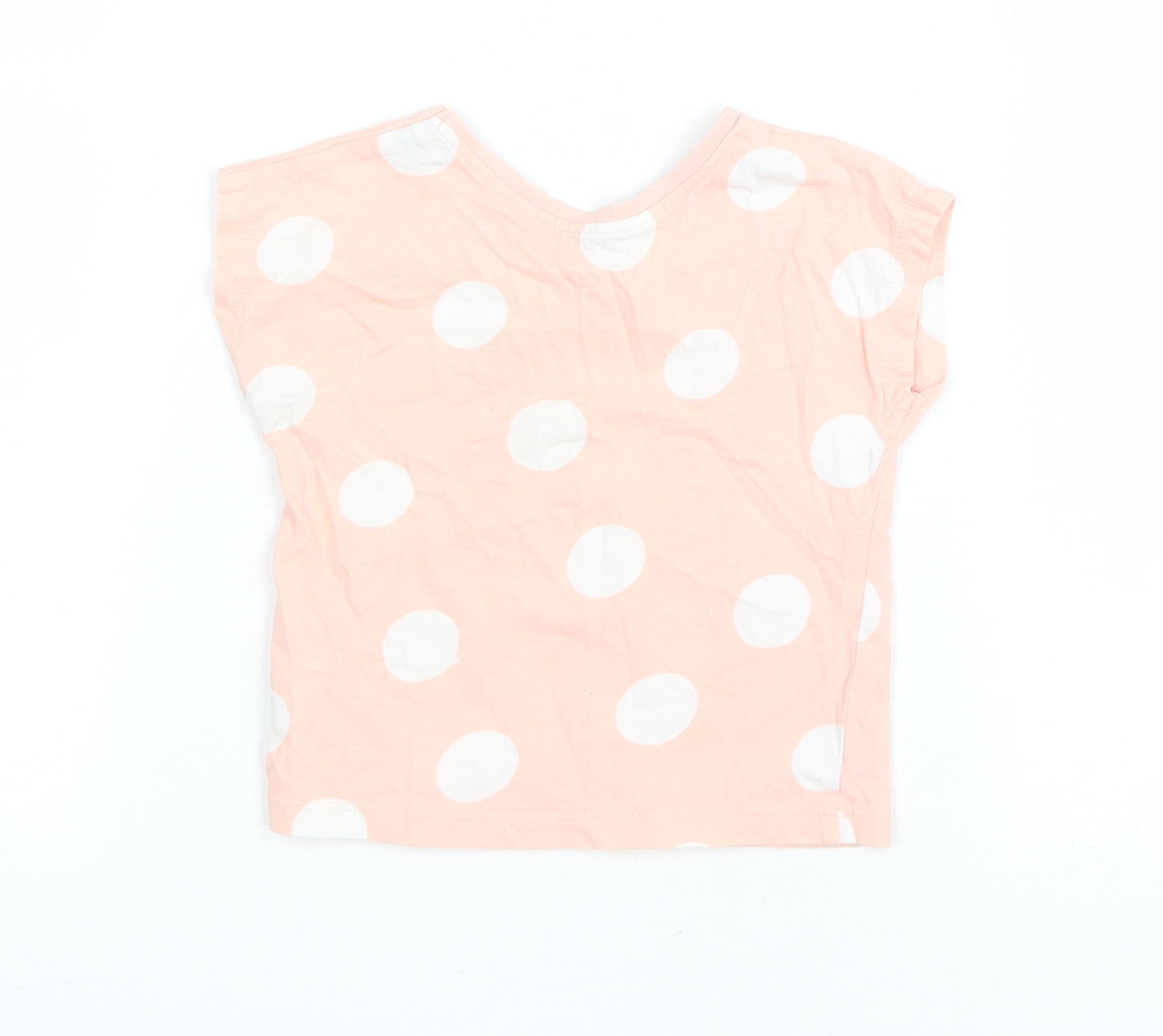 George Girls Pink Polka Dot Cotton Basic T-Shirt Size 6-9 Months Round Neck Pullover
