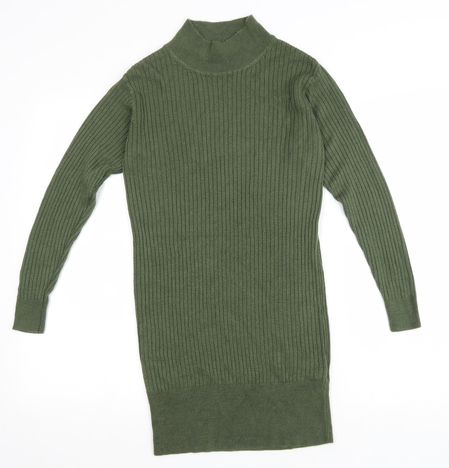 Marks and Spencer Womens Green Acrylic Jumper Dress Size XS High Neck Pullover