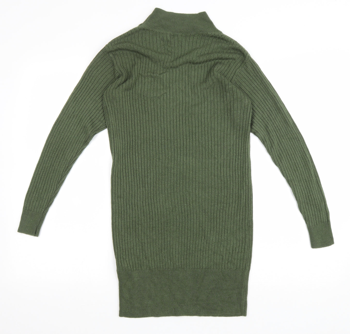 Marks and Spencer Womens Green Acrylic Jumper Dress Size XS High Neck Pullover