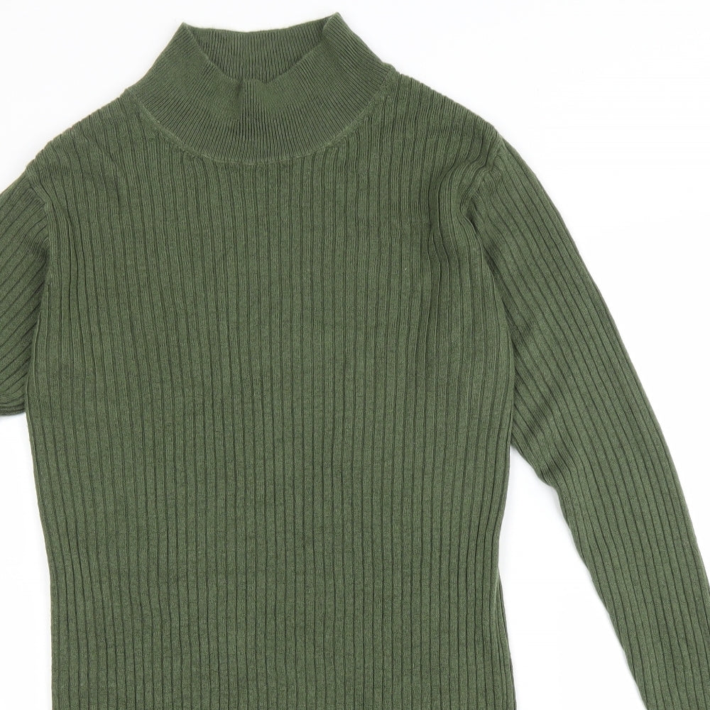 Marks and Spencer Womens Green Acrylic Jumper Dress Size XS High Neck Pullover