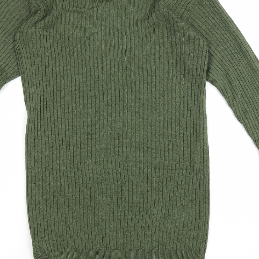 Marks and Spencer Womens Green Acrylic Jumper Dress Size XS High Neck Pullover