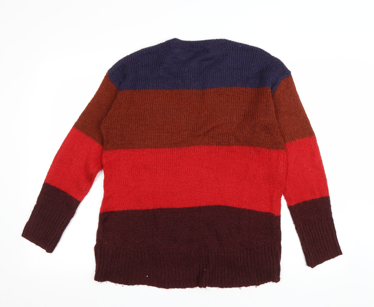 New Look Womens Multicoloured Round Neck Striped Acrylic Pullover Jumper Size S