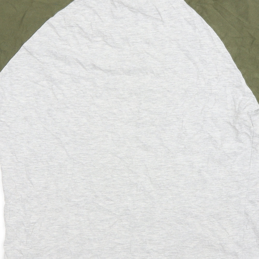 Industrialise Mens Grey Colourblock Cotton T-Shirt Size S Round Neck