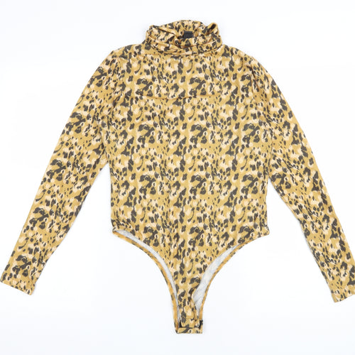 Primark Womens Yellow Animal Print Polyester Bodysuit One-Piece Size 10 Snap - Cheater Print