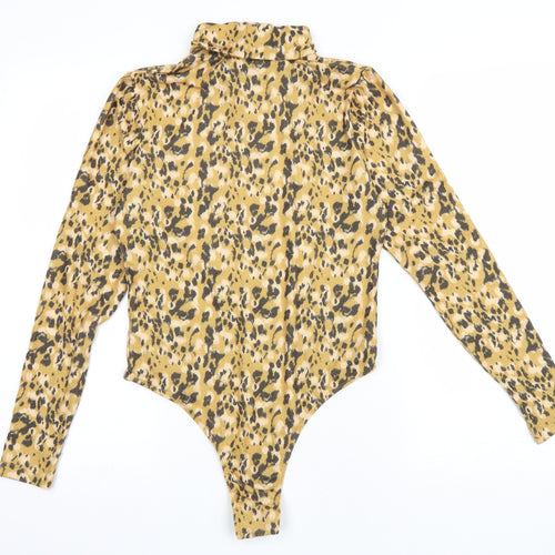 Primark Womens Yellow Animal Print Polyester Bodysuit One-Piece Size 10 Snap - Cheater Print