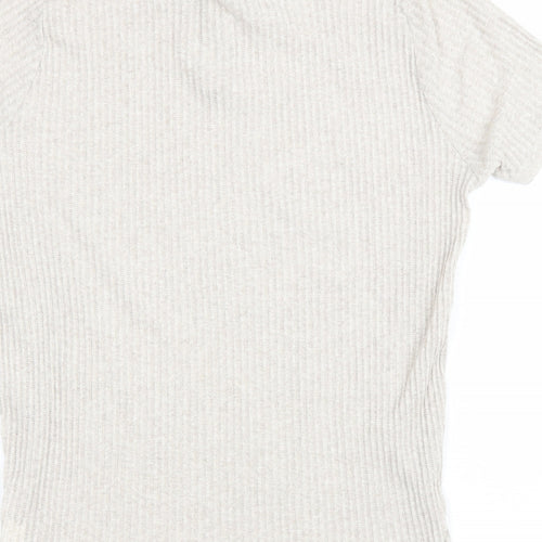 Zara Womens Beige Cotton Basic Polo Size L Collared