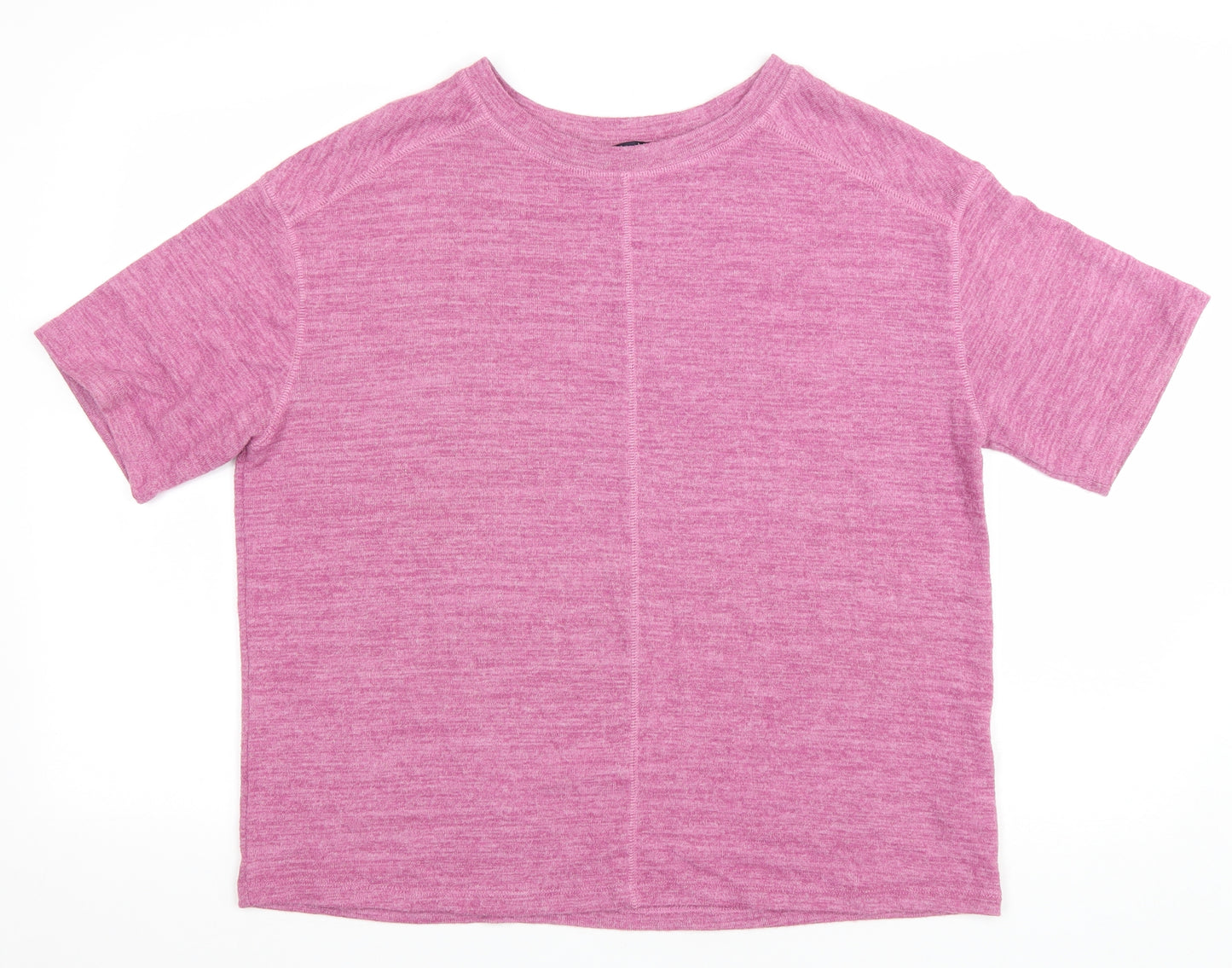 Marks and Spencer Womens Pink Viscose Basic T-Shirt Size 14 Round Neck