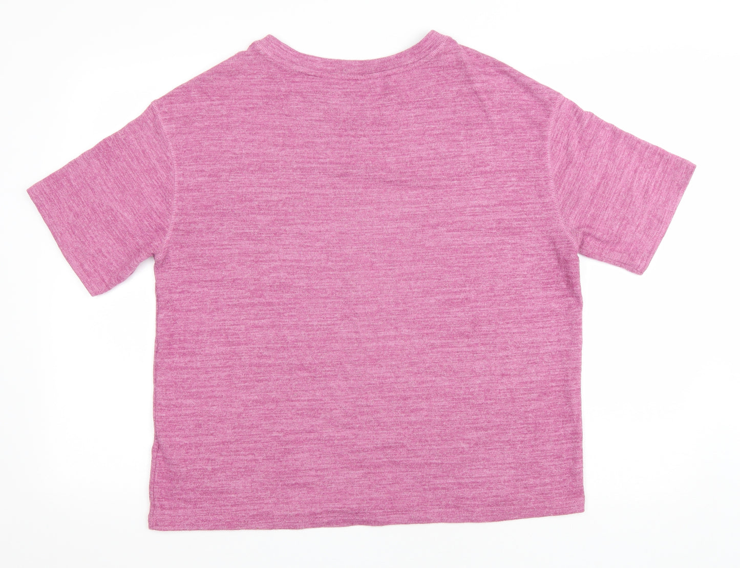 Marks and Spencer Womens Pink Viscose Basic T-Shirt Size 14 Round Neck
