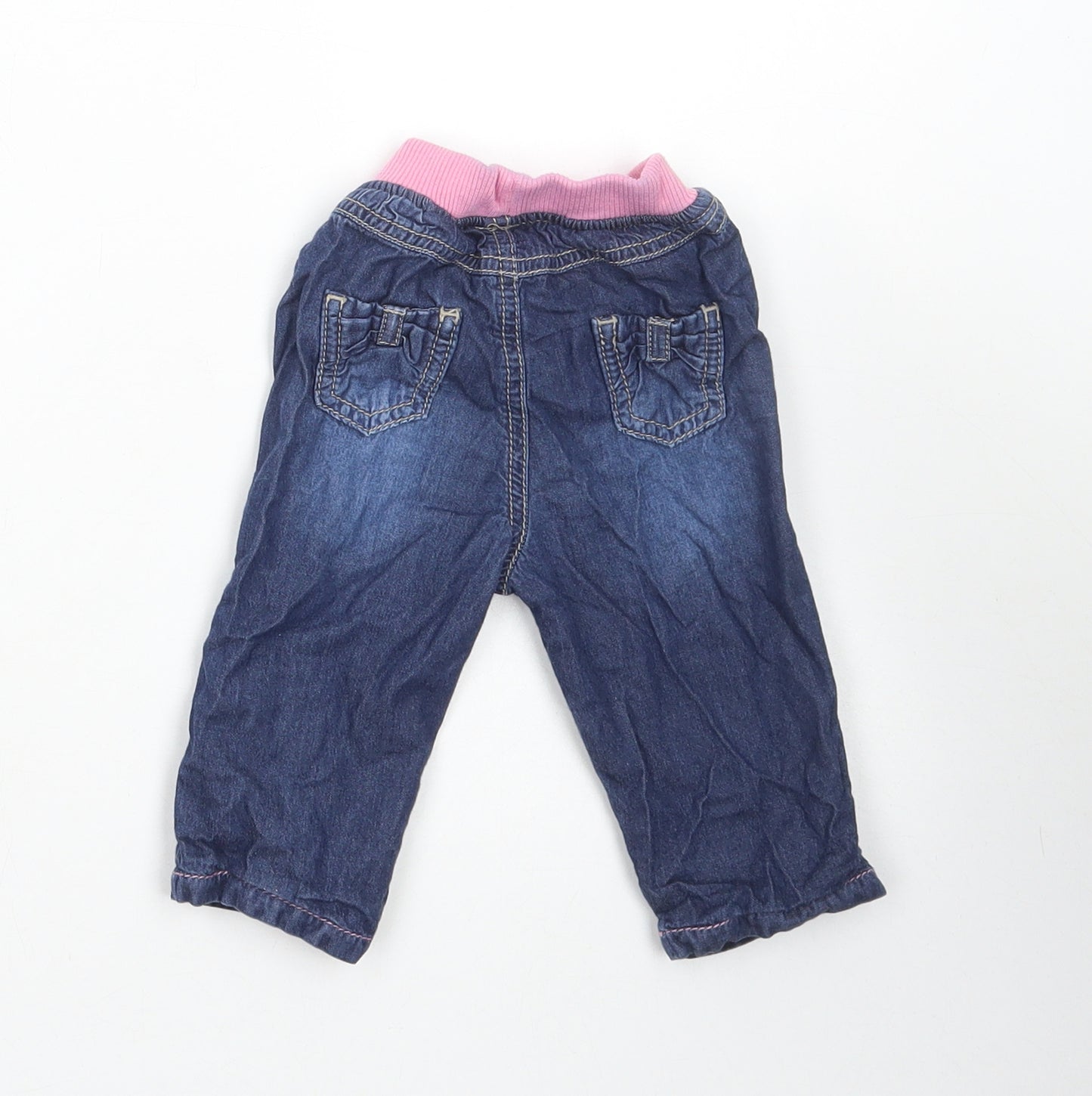 Matalan Girls Blue Cotton Jogger Jeans Size 3-6 Months Pullover - Cat