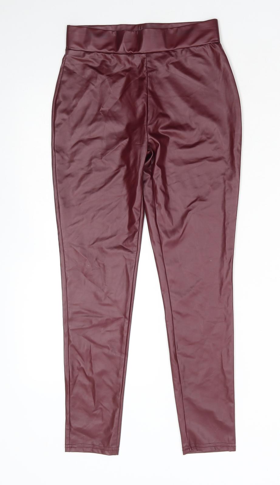 Primark Girls Red Polyester Jegging Trousers Size 11-12 Years Regular Pullover - Wet look leggings