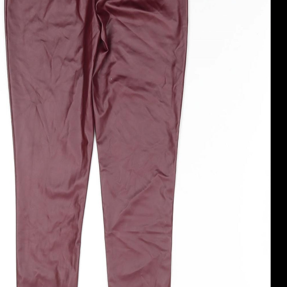 Primark Girls Red Polyester Jegging Trousers Size 11-12 Years Regular Pullover - Wet look leggings