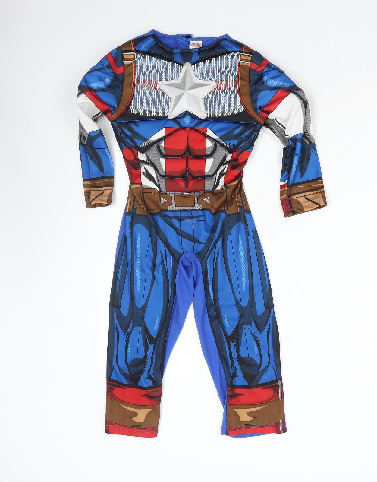 F&F Boys Multicoloured Polyester Basic T-Shirt Size 3-4 Years Round Neck Pullover - Avengers fancy dress