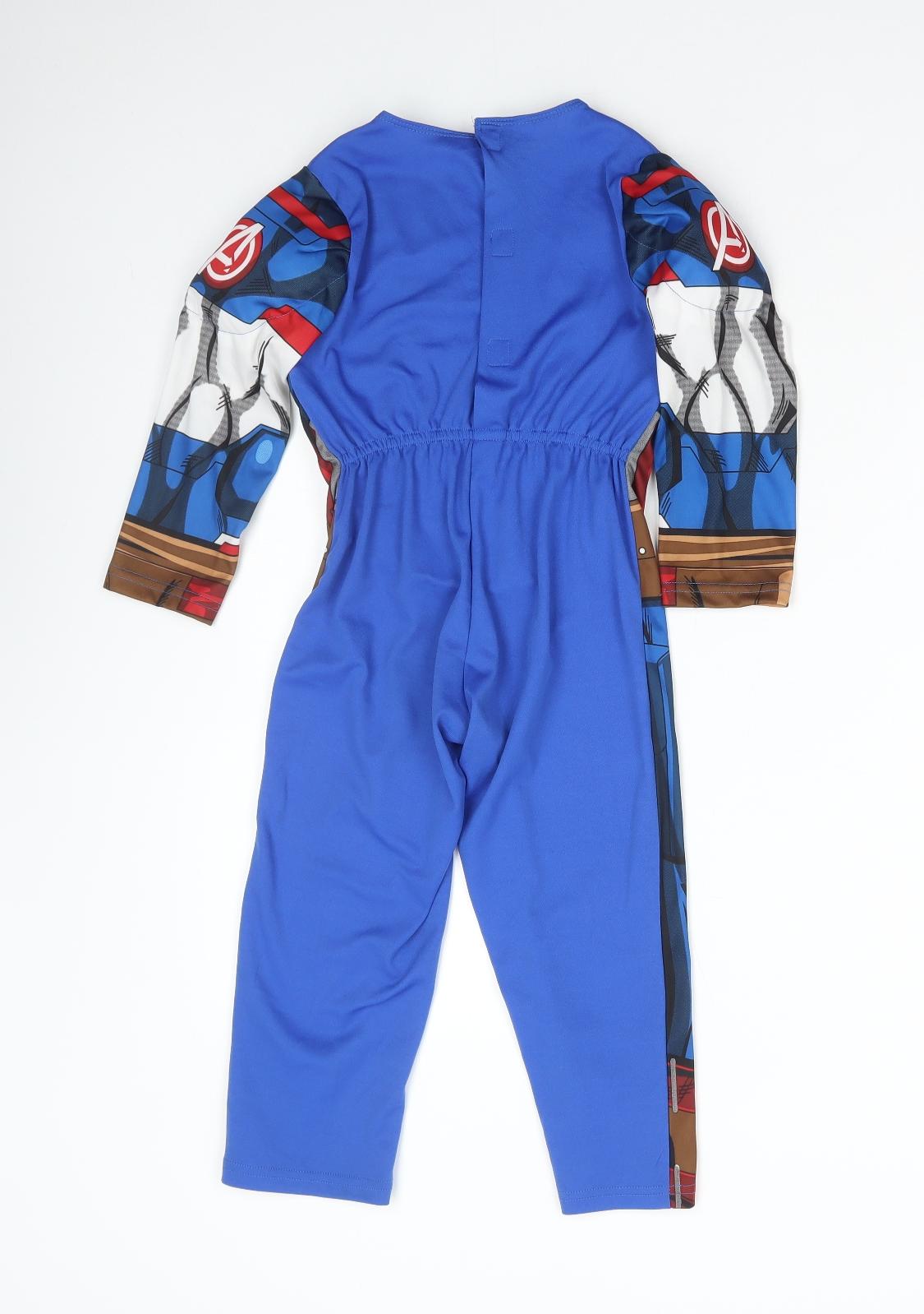 F&F Boys Multicoloured Polyester Basic T-Shirt Size 3-4 Years Round Neck Pullover - Avengers fancy dress