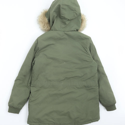 Primark Girls Green Parka Coat Size 10-11 Years Zip
