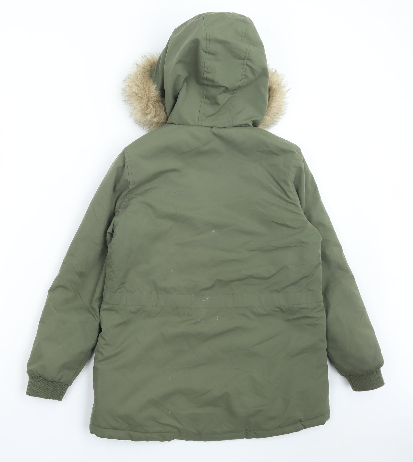 Primark Girls Green Parka Coat Size 10-11 Years Zip