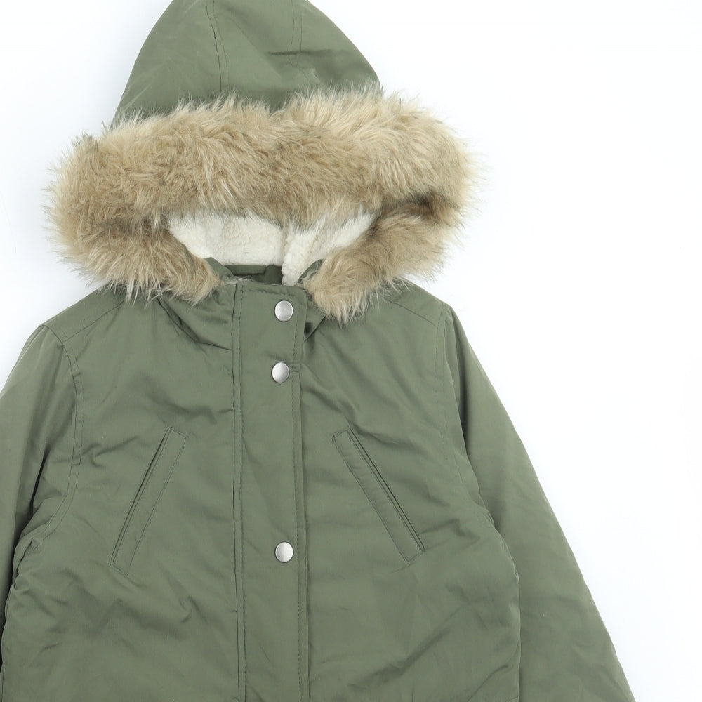 Primark Girls Green Parka Coat Size 10-11 Years Zip