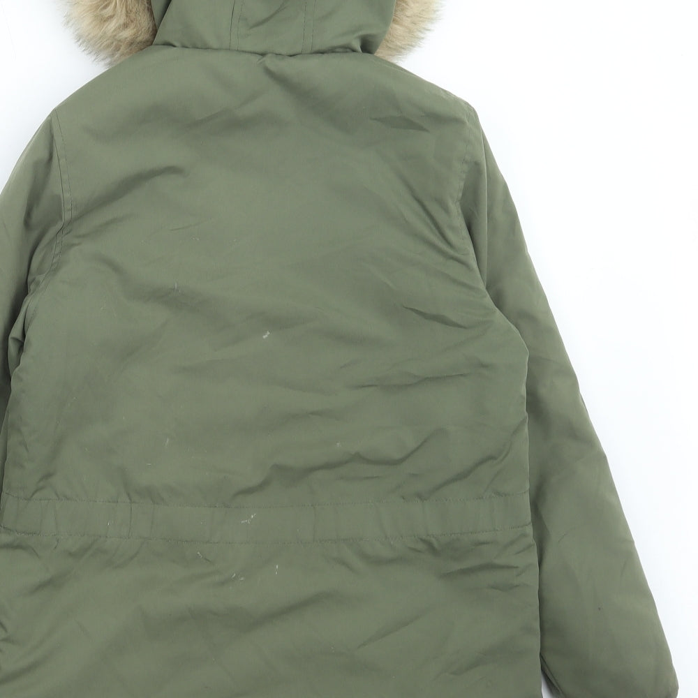 Primark Girls Green Parka Coat Size 10-11 Years Zip