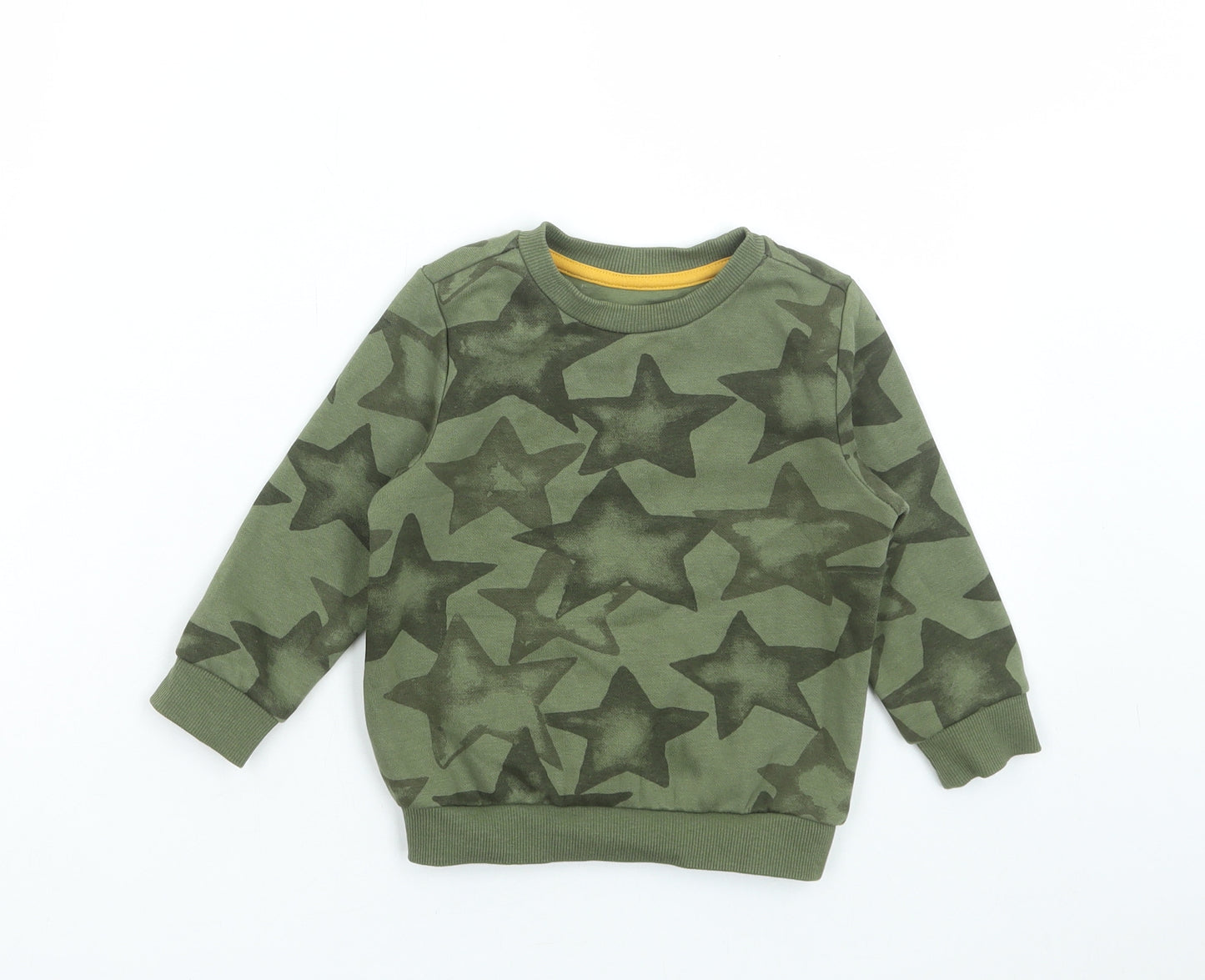 F&F Boys Green Geometric Cotton Pullover Jumper Size 12-18 Months Pullover - Star Print