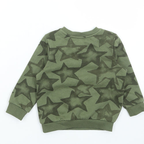 F&F Boys Green Geometric Cotton Pullover Jumper Size 12-18 Months Pullover - Star Print