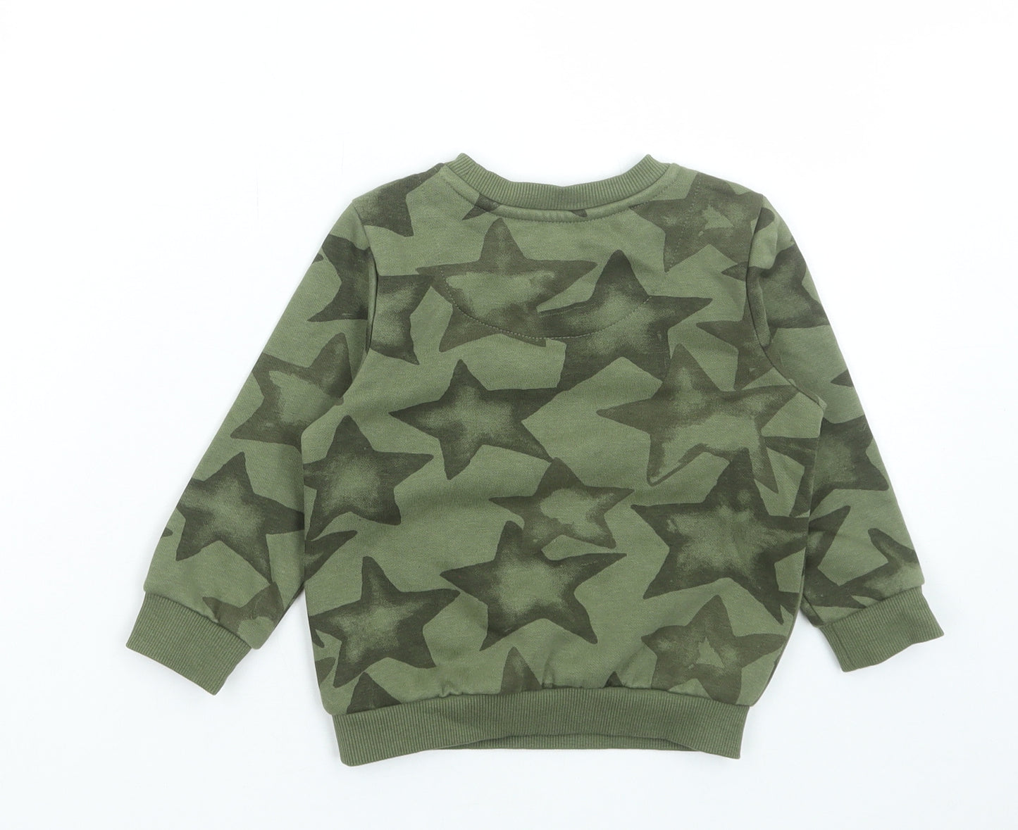F&F Boys Green Geometric Cotton Pullover Jumper Size 12-18 Months Pullover - Star Print