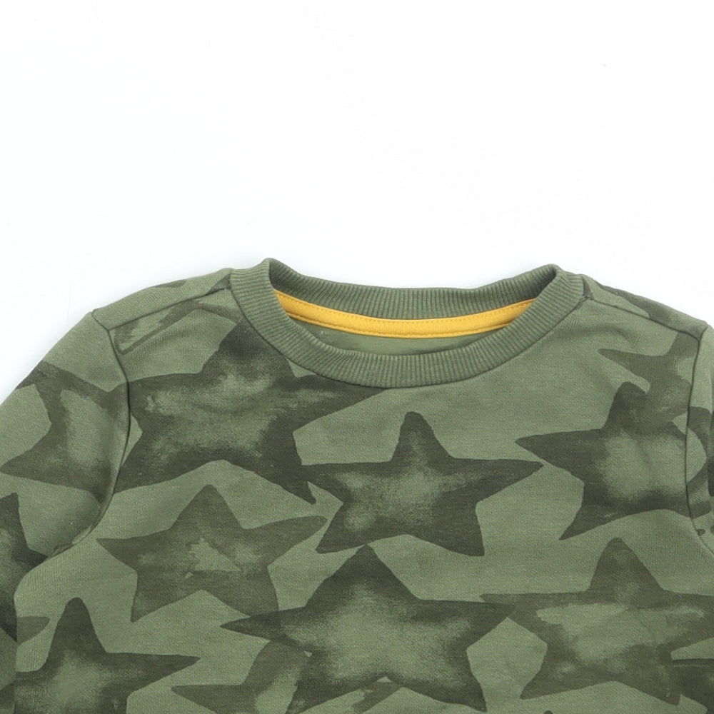 F&F Boys Green Geometric Cotton Pullover Jumper Size 12-18 Months Pullover - Star Print