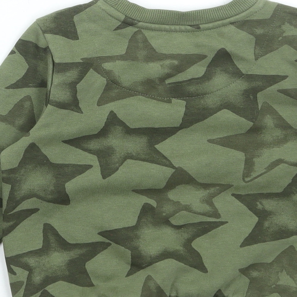 F&F Boys Green Geometric Cotton Pullover Jumper Size 12-18 Months Pullover - Star Print