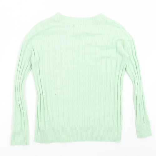 Marks and Spencer Womens Green Round Neck Acrylic Pullover Jumper Size XS