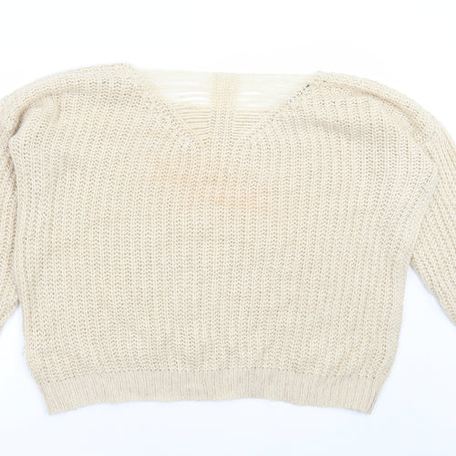 Internacionale Womens Beige Boat Neck Acrylic Pullover Jumper Size 16