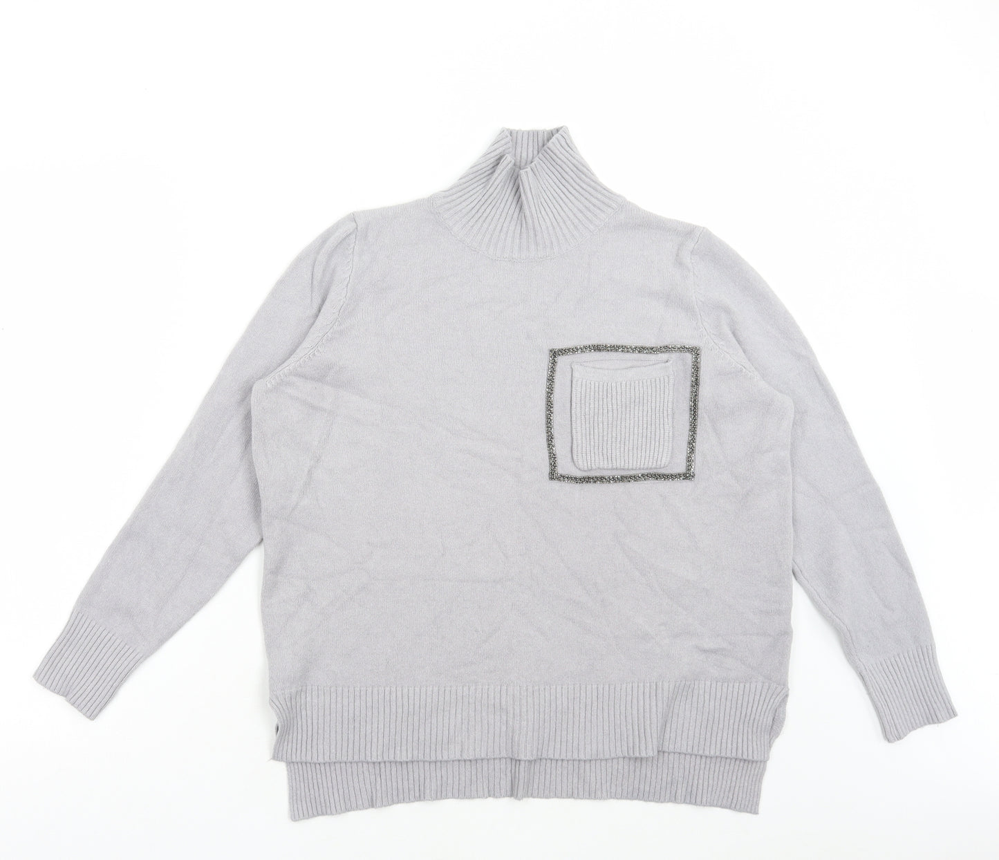 Foresta Bella Womens Grey Roll Neck Viscose Pullover Jumper Size S