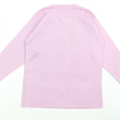 Paramour Womens Purple Round Neck Acrylic Cardigan Jumper Size M