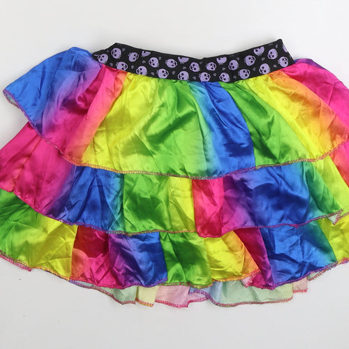 Preworn Girls Multicoloured Geometric Polyester Tutu Skirt Size 9-10 Years Regular Pull On - Skull