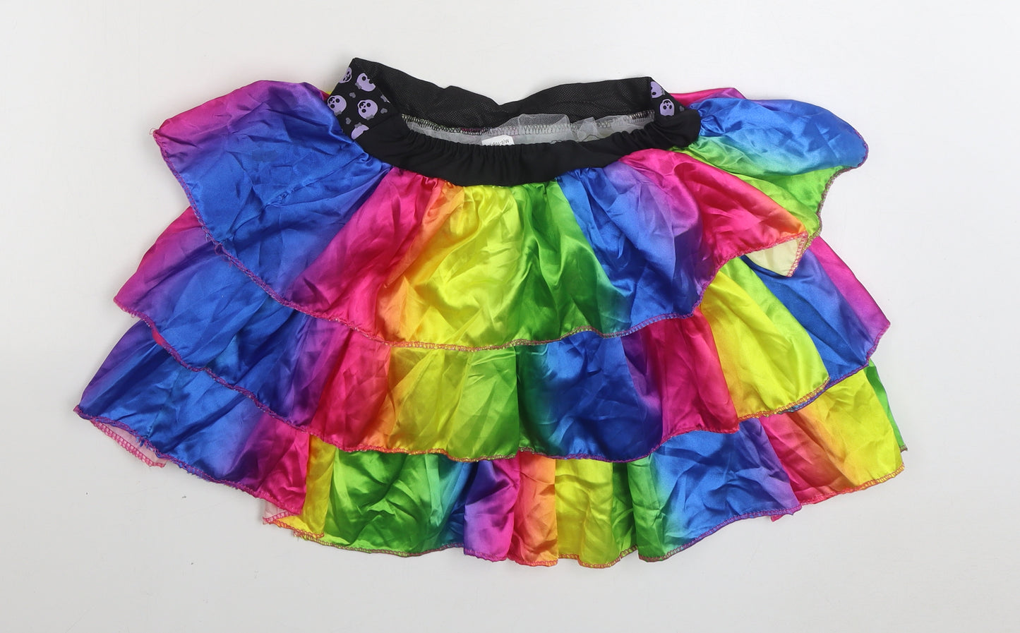 Preworn Girls Multicoloured Geometric Polyester Tutu Skirt Size 9-10 Years Regular Pull On - Skull
