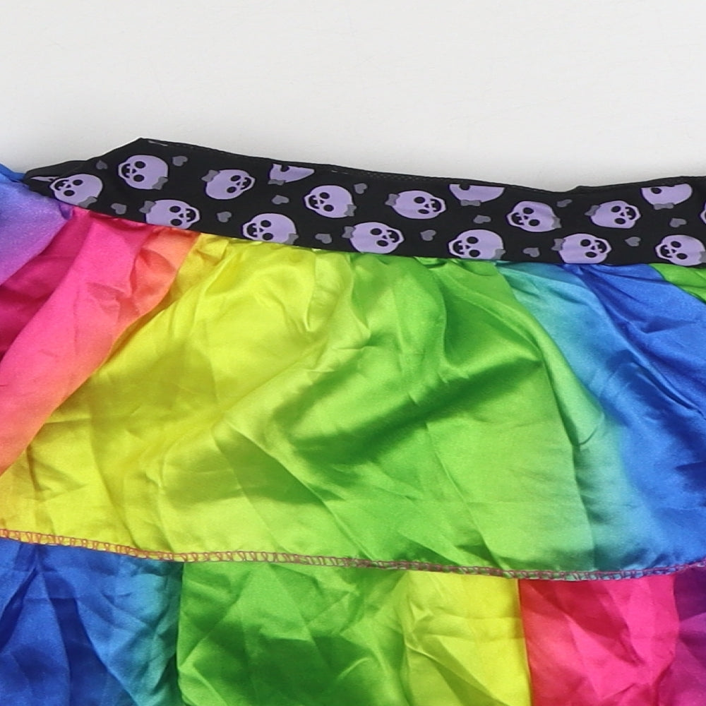 Preworn Girls Multicoloured Geometric Polyester Tutu Skirt Size 9-10 Years Regular Pull On - Skull